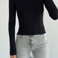Black Basic Cotton Thumb Hole Top