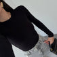 Black Basic Cotton Thumb Hole Top