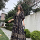 Paisley Black Golden Tasseled Dress