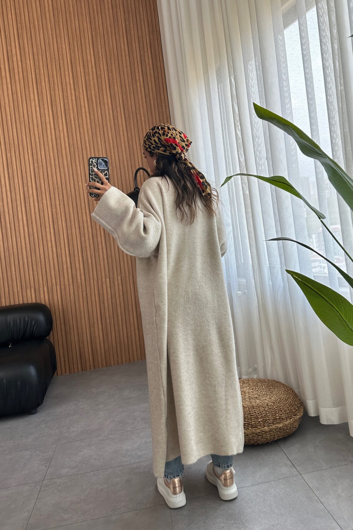 Cream Heavy Longline Coat Cardigan
