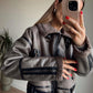 Brown Faux Leather Jacket With Pockets & Belt