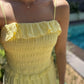 Yellow Cotton Straps Dress With Ruffles