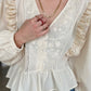 Dantel Detailed Beige Blouse