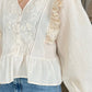 Dantel Detailed Beige Blouse