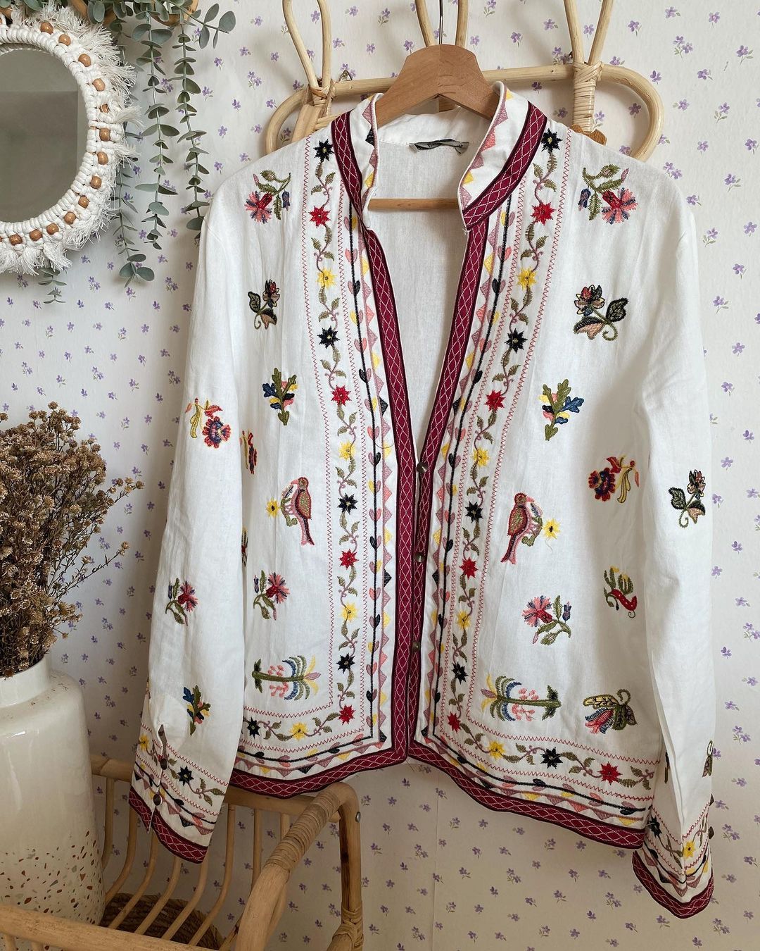 Cotton Embroidered Floral Cardigan