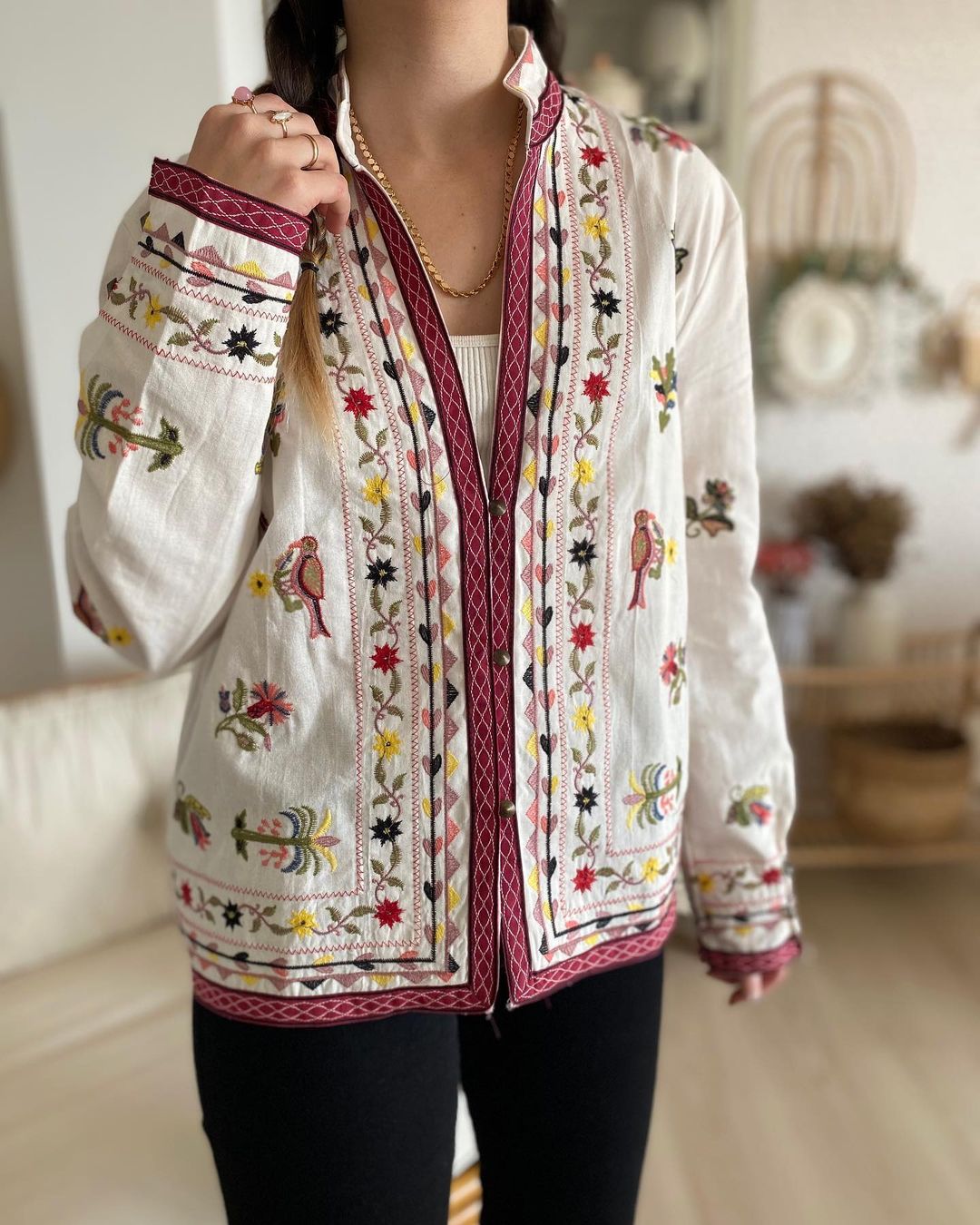 Cotton Embroidered Floral Cardigan
