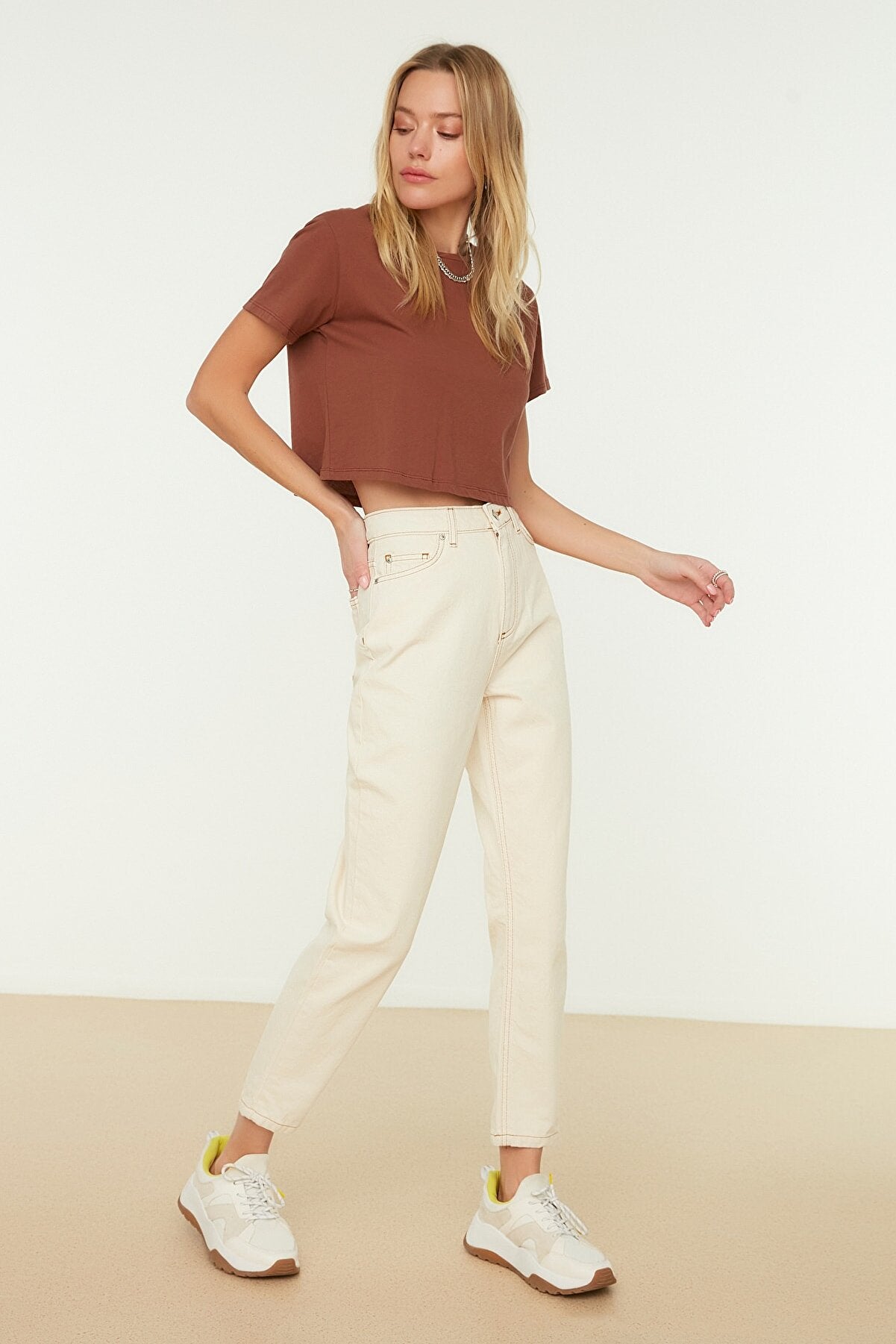 Cream Jeans Pants