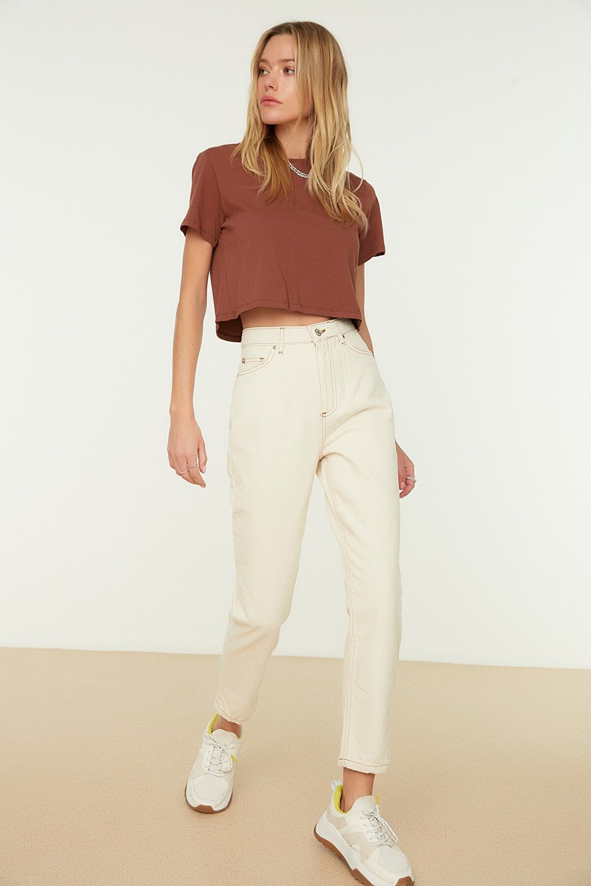 Cream Jeans Pants