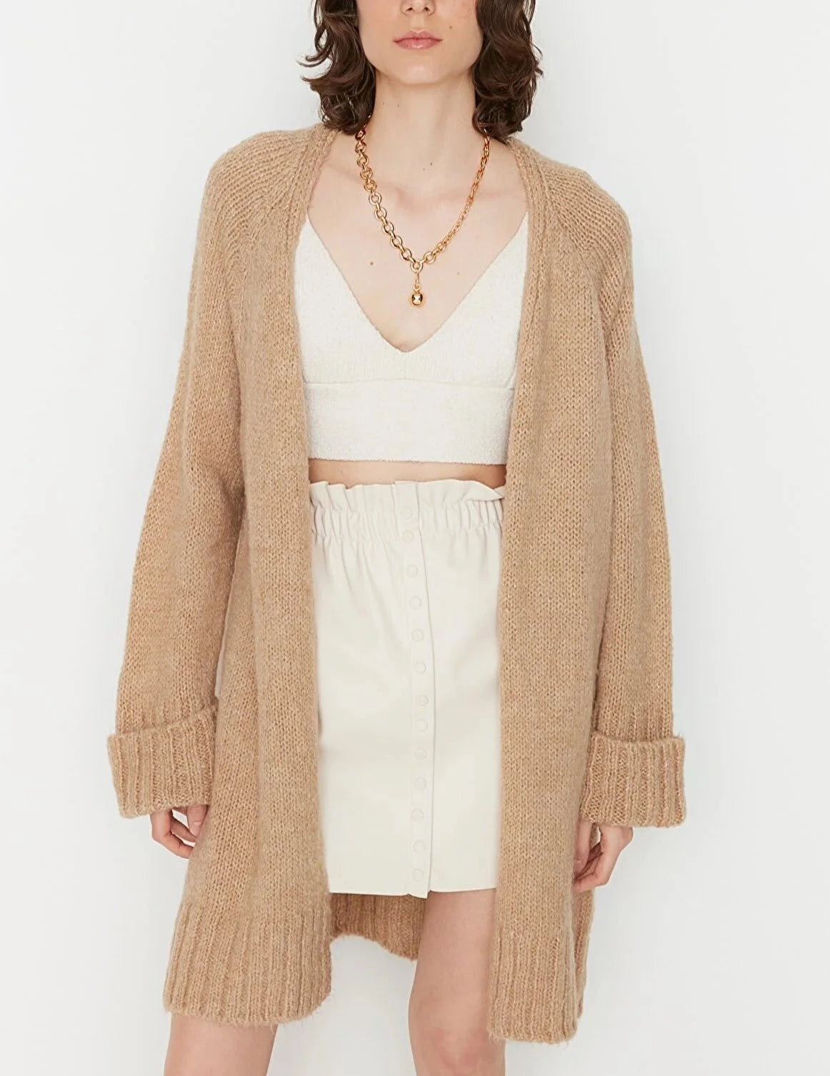Camel Knitted Cardigan
