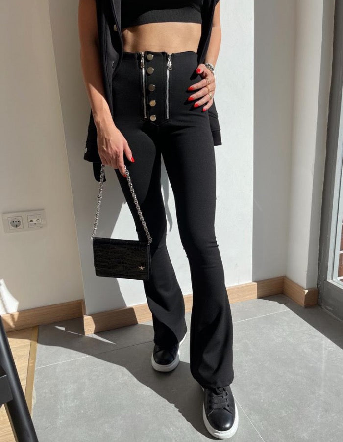 Black Flared Legging Pants