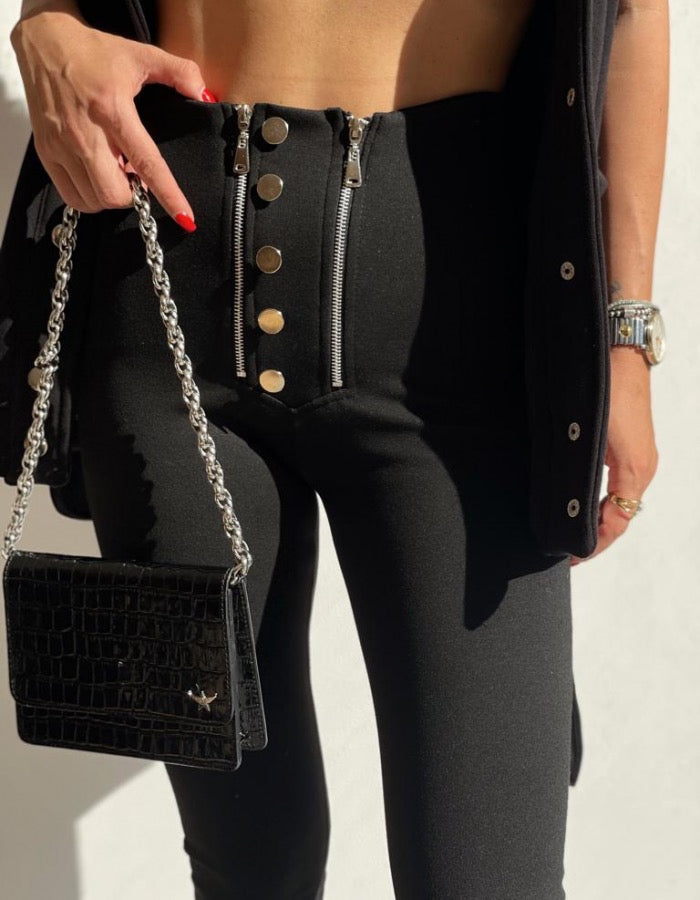 Black Flared Legging Pants
