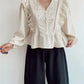 Dantel Detailed Beige Blouse