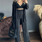 Black Pleated Set