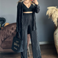 Black Pleated Set
